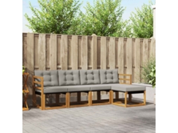 Vidaxl Conjunto De Sofás Para Exterior 5 Unid. Cinza Natural E Claro
