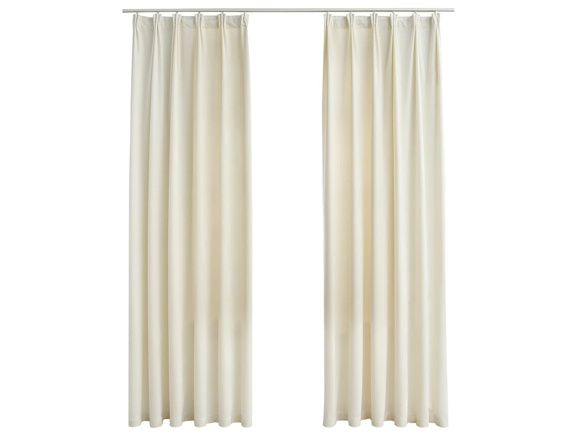 Maison Exclusive - Cortinas Blackout Com Ganchos 2 Pcs 140x225 Cm Veludo Cor Creme