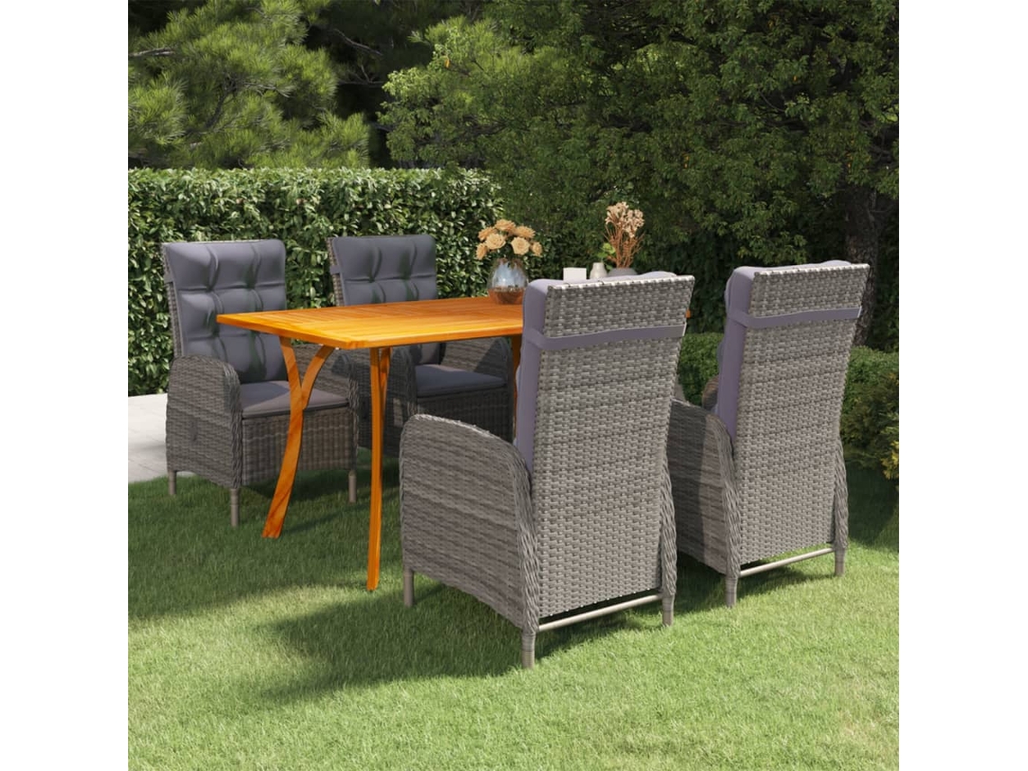Pcs Conjunto De Jantar Para Jardim Cinzento Dkd Home Decor