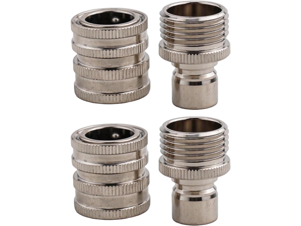 Kit De Mangueira Jardim Aço Inoxidável Com Conexão Rápida 4 Peças,