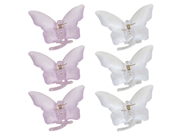 6pcs Presilhas De Borboleta Fosca Plástica Para Cabelo Decorativo, Adequadas Para Cabelos Finos