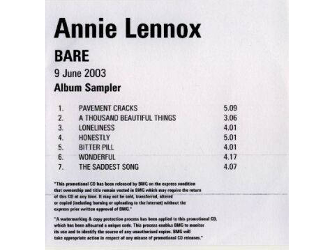 CD Annie Lennox - Bare (Album Sampler)