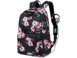 Mochila feminina S/MARCA 2026 floral, estilo retrô, com porta USB, resistente à água