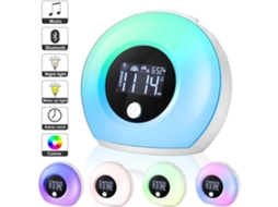 Despertador iluminado com alto-falantes Bluetooth, despertador infantil com visor LCD, 5 cores, luz noturna de indução para crianças, festa, quarto