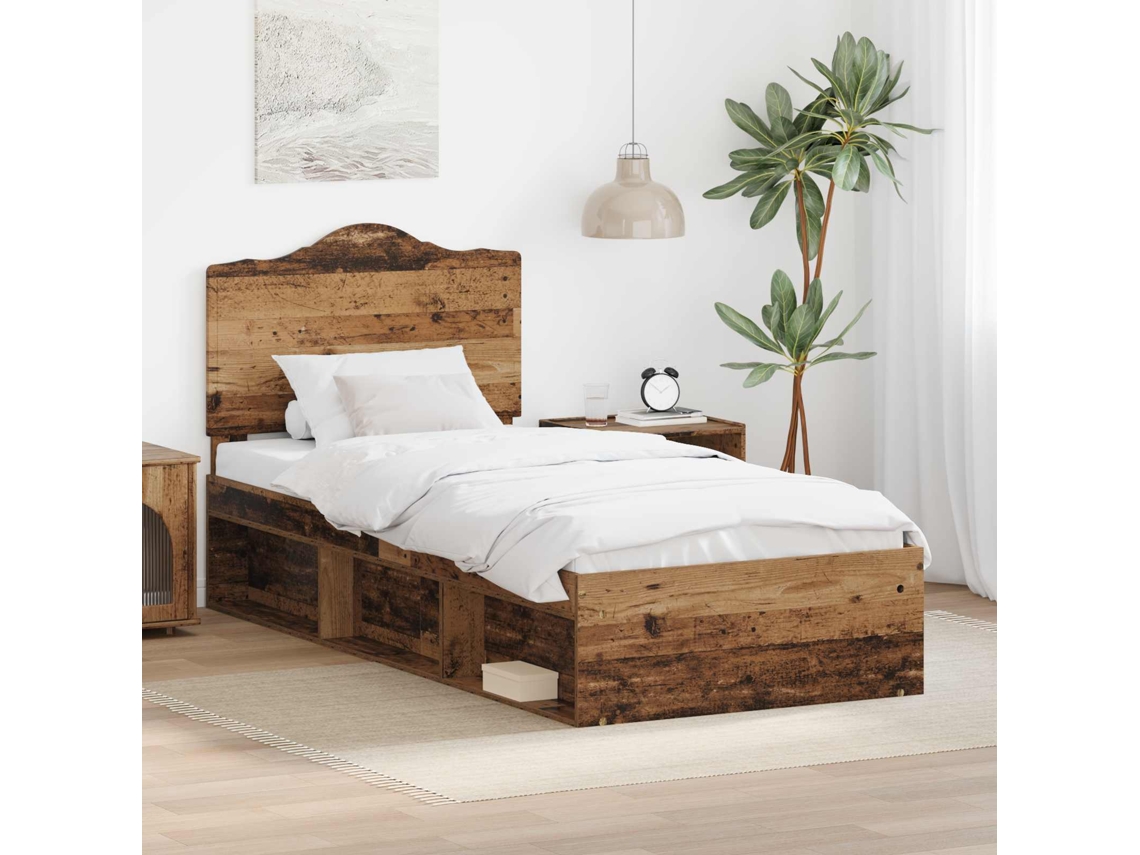 Vidaxl Estrutura Da Cama Com Cabeceira Madeira Antiga 75 X 190 Cm