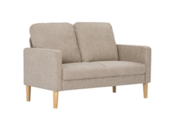 Sofá 2 Lugares em Microfibra 130x78x85 Cm Creme com Pés de Madeira e Braços Fixos S/MARCA
