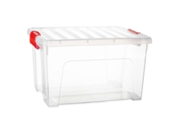 Tradineur Caixa De Armazenamento Transparente Klip De 25 Litros Fabricada Em Plástico Fecho Hermético E Seguro 34,5 X 43 X 25 Cm Acan