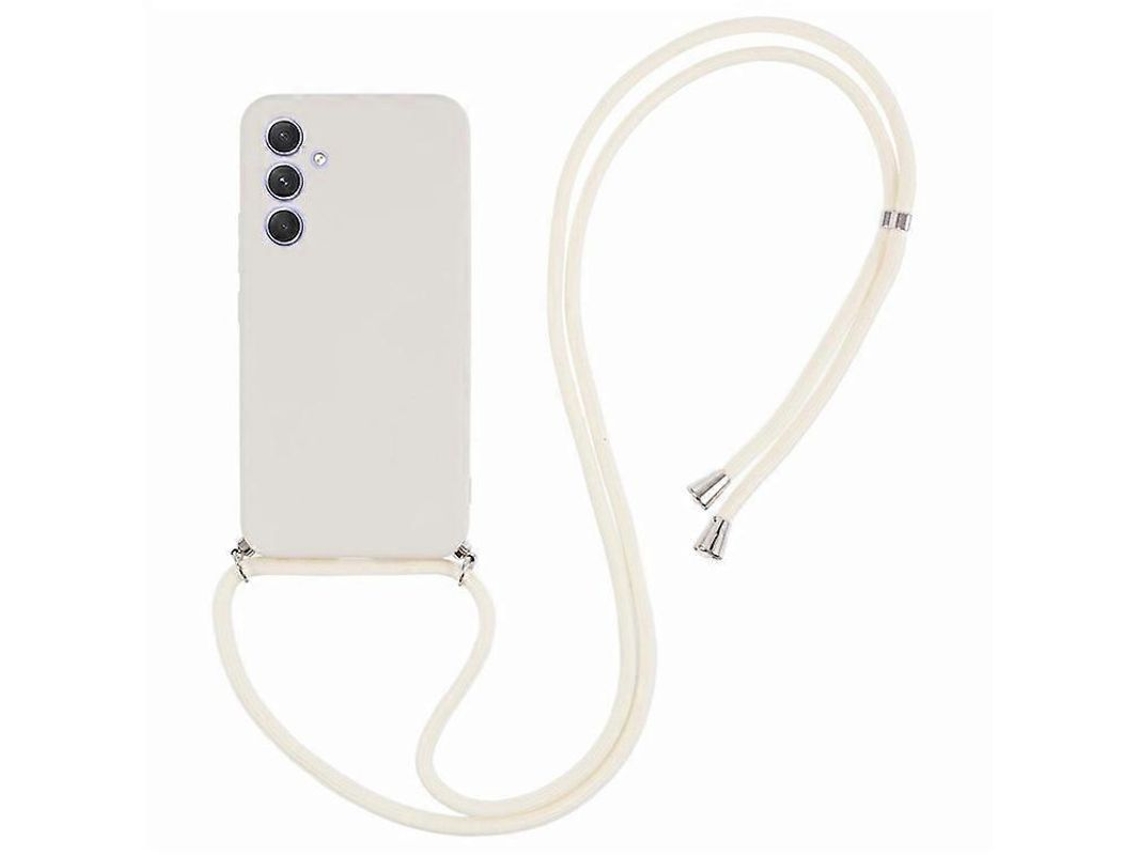 CAPA de celular TPU YURU, com forro de fibra e cordão longo, para Samsung Galaxy A34 5G, branco