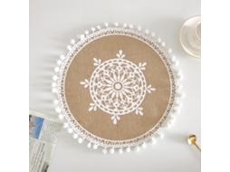 Toalha De Mesa De Linho 2pc Para Decoração De Casamento E Festa Familiar, Com Borlas Circulares E Mesa De Jantar Isolada Bola De Algodão D