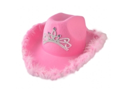 Chapéu De Vaqueiro Rosa De Feltro Com Cordão Ajustável Para Festas Cosplay Feminino