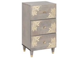 Vidaxl Buffet Cinza E Ouro 40 X 33 X 75 Cm Madeira De Manga Maciça