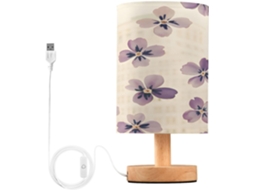 Abajur De Cabeceira Floral Pequeno Para Quarto, Abajur De Cabeceira Led, Luminária De Leitura Com Portas Usb E Cúpula