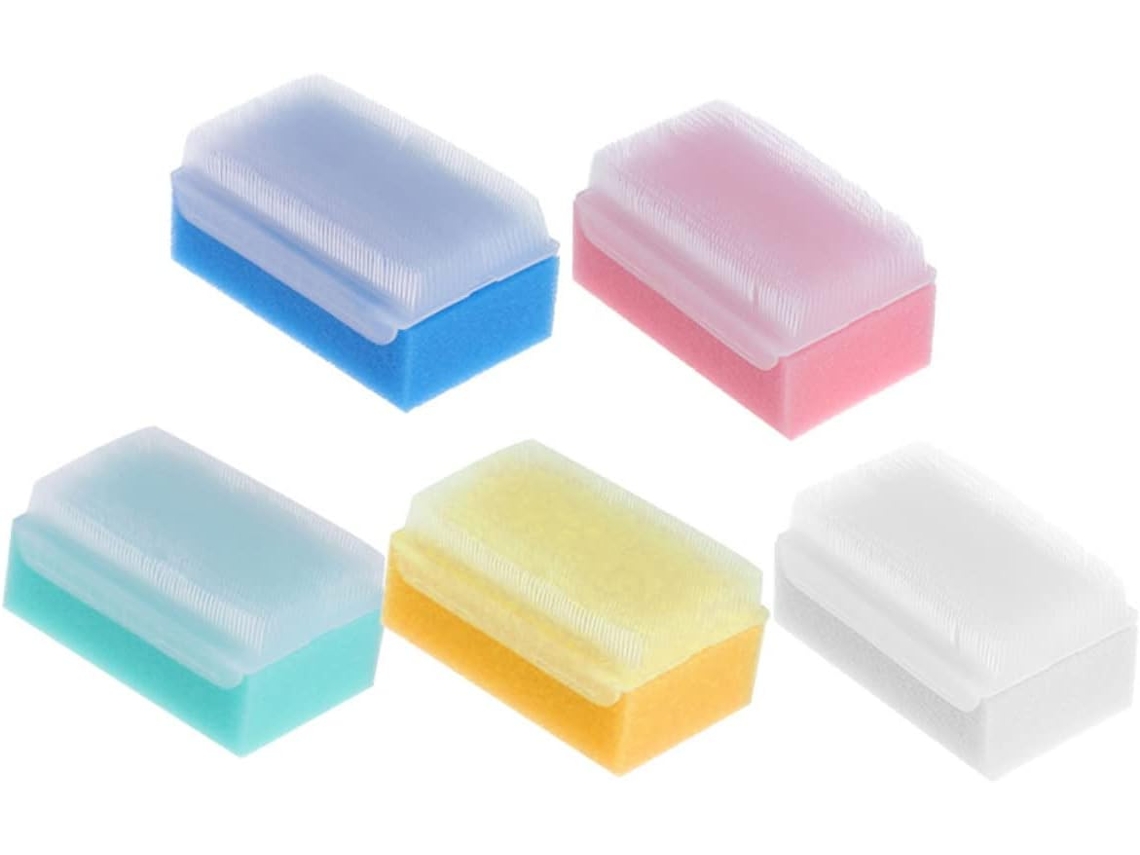 Conjunto De 5 Escovas Banho Callaron, Esponja Anti Impacto Para Meninos E Meninas, Rosa, Amarelo, Azul, Verde E Branco