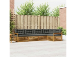 Vidaxl Conjunto De Sofás Para Exterior 5 Unid. Natural E Antracite