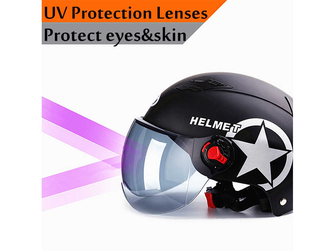 Capacete Preto Aberto Com Meio Rosto, Anti-UV, Segurança Para Ciclista, Bicicleta, Motocicleta Elétrica, Scooter, Capacetes Para Homens E Mulheres