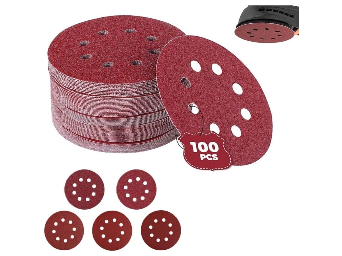 100 Unidades De Lixa Para Lixadeira Excêntrica, Ø 125 Mm, Grão 60/80/100/120/240 Slowmoose (20 Discos Por Tamanho De Grão)