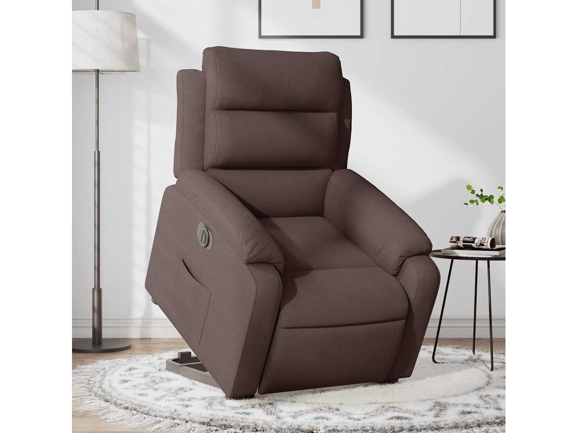 Poltrona de Sala HARLANV1 com reclinável elétrico em couro artificial cappuccino