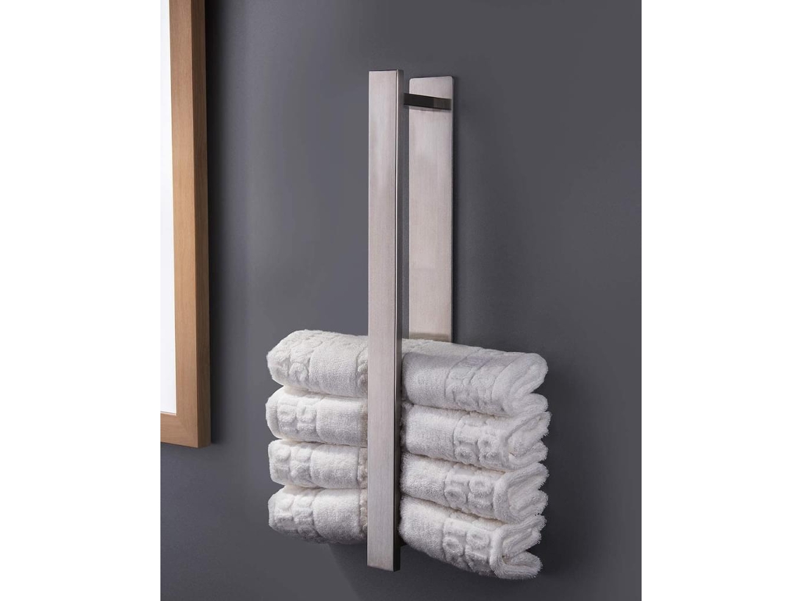 KOFIHETY Suporte De Toalhas Sofisticado Para Parede, Organizador Compacto, Suporte Autoadesivo De Aço Inoxidável Para Decoração Resistente À Ferrugem, Fácil In