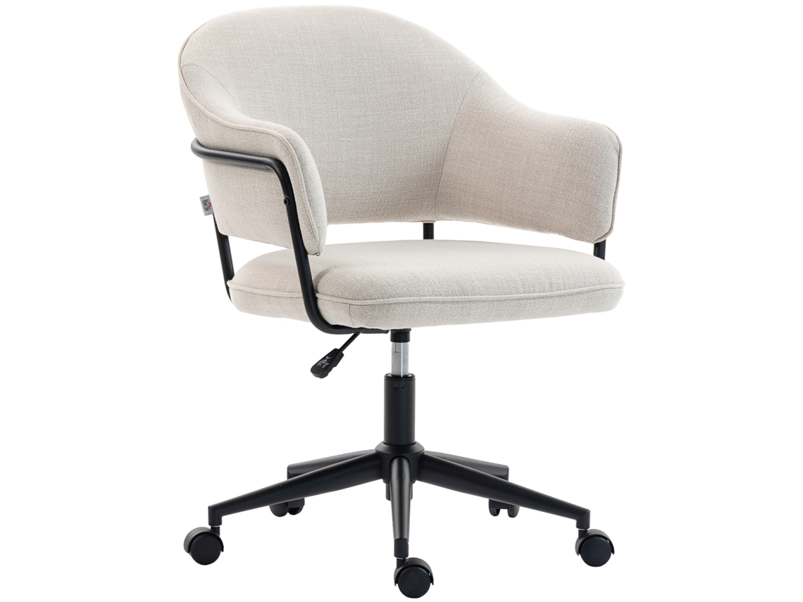 Cadeira De Escritório Creme Ergonômica De Malha, Altura Ajustável, Giro 360°, 63×65×83-92 Cm