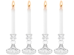 4 Castiçais de Vidro Castiçais Decorativos Cônicos Transparentes Gl BRILVIBERA