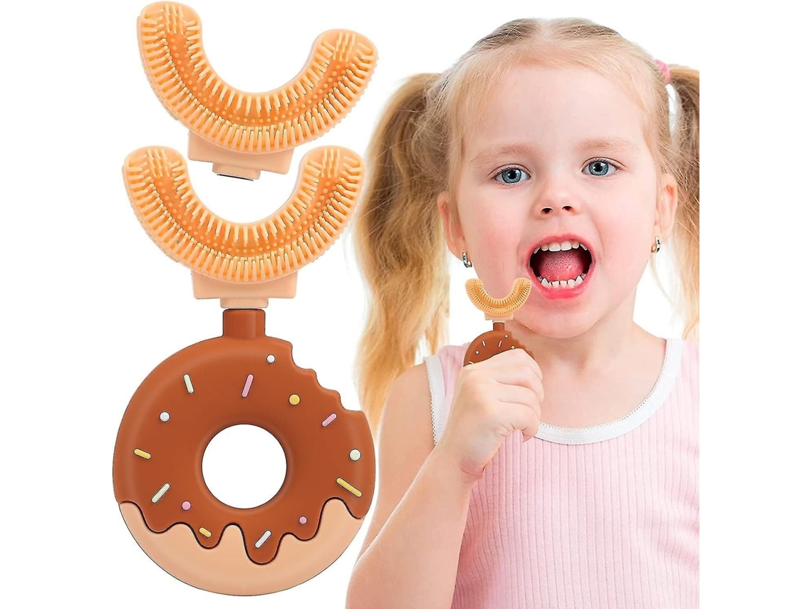Escova de Dentes Infantil em Formato U, Macia, com Limpeza Completa 360°, Feita Silicone, Ideal para Crianças 2 a 8 Anos. GOKOCO
