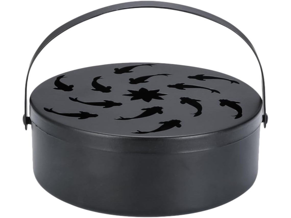 Porta Incenso Ipetboom Com Alça E Tampa, Design De Peixe Em Ferro Preto, Suporte Portátil Para Uso Interno