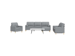 Vidaxl 4pcs Conjunto Sofás C/ Almofadões/apoio Pés Tecido Cinza-claro