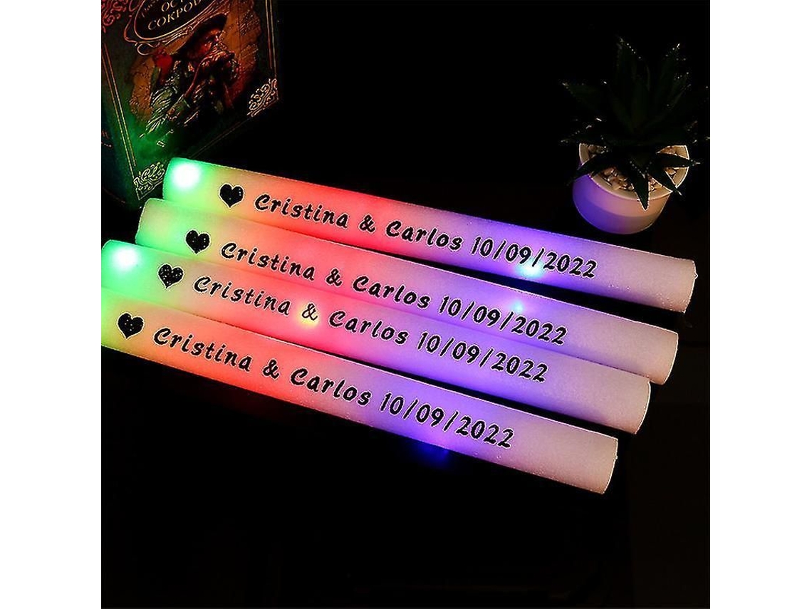 Palo De Espuma Iluminado Led Multicolor Para Festas Casamentos Aniversários 40x4cm 12h Brilho 60/50/30/15/12unidades 30 Peças Personalizadas