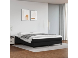 Vidaxl Cama Com Molas/colchão 160x200 Cm Couro Artificial Preto