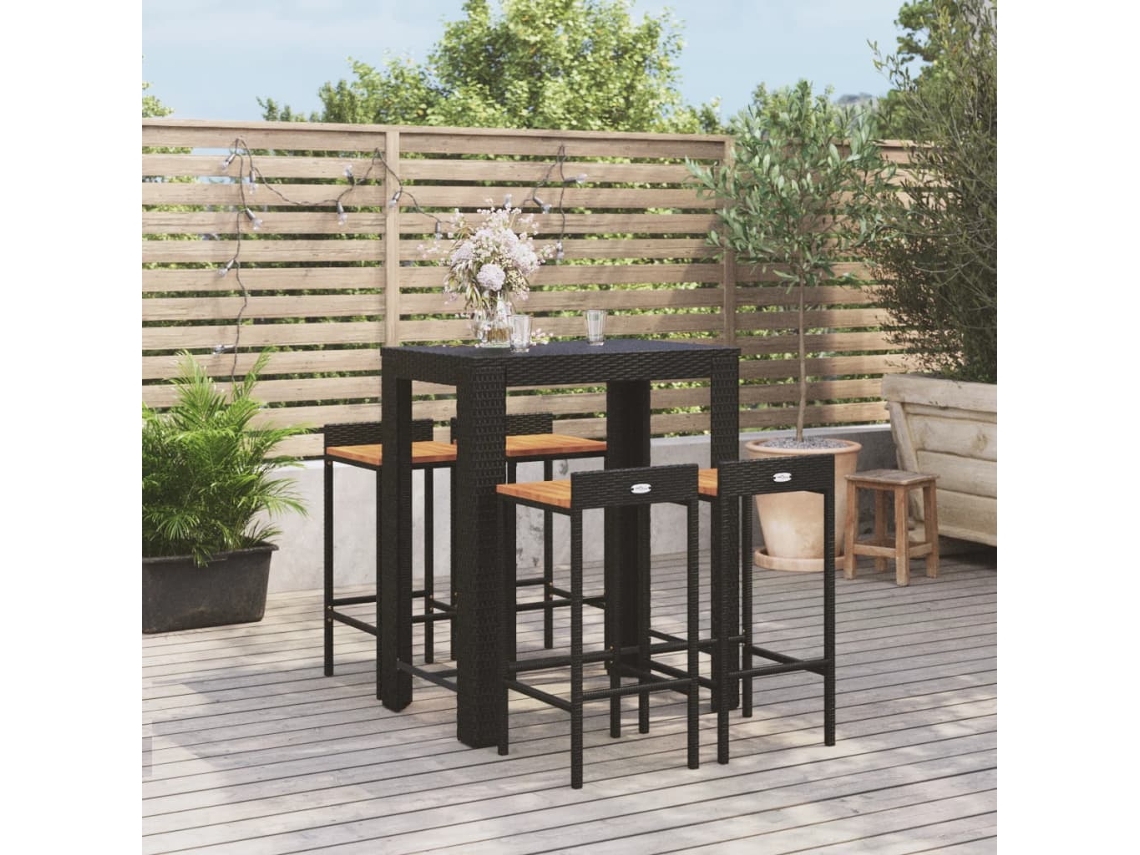 Conjunto de Móveis de Jardim HARLANV1 com Almofadões vime preto