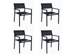 Set 4 Poltronas Interior, Exterior Preto Mamba Garbar