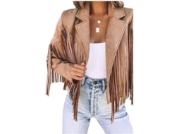Fasst chaqueta para Mujer de Manga Larga Delgada Con Estampado Y Flecos para Primavera, Otoño e Invierno