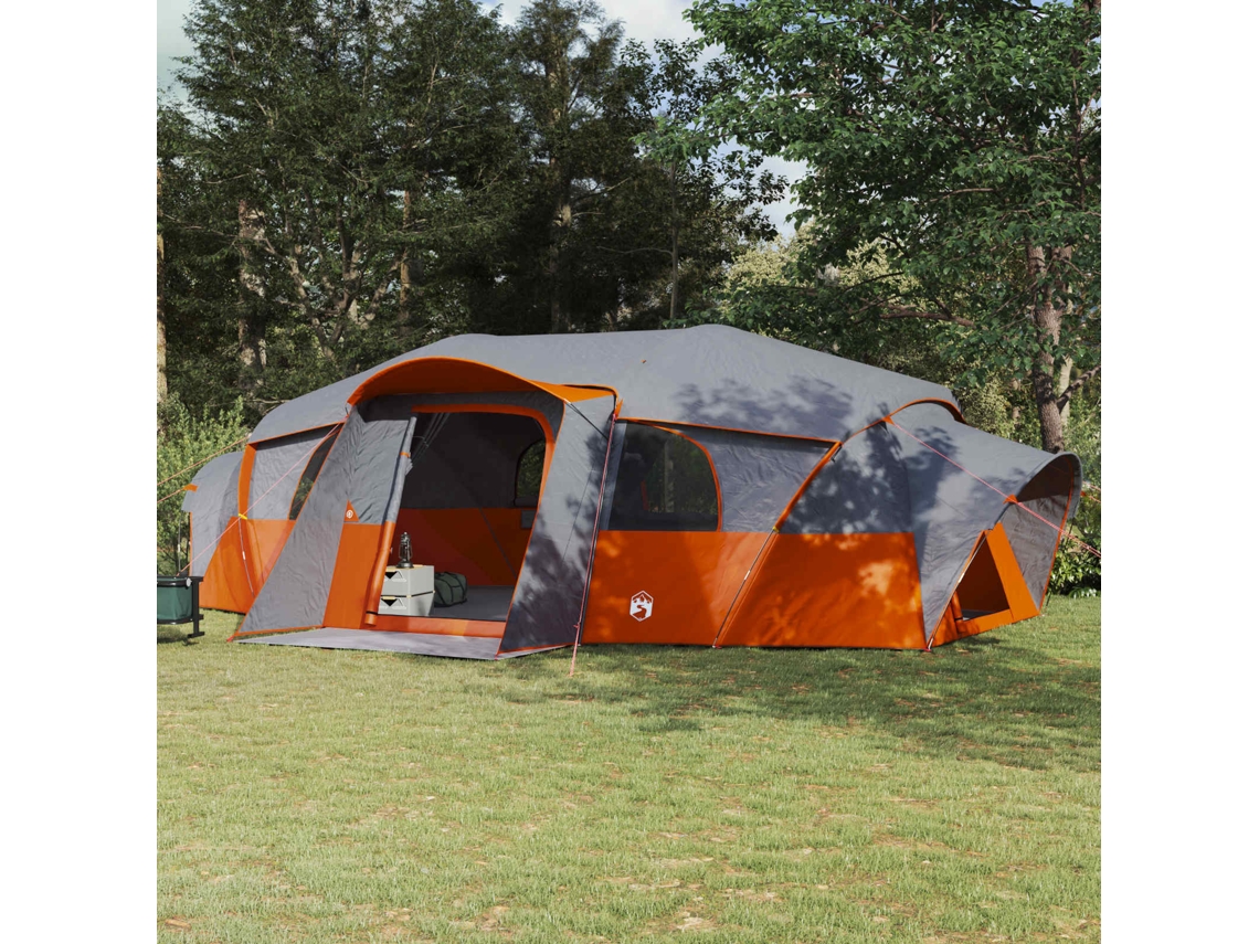 Vidaxl Barraca Familiar Com Cobertura Impermeável Cinza E Laranja