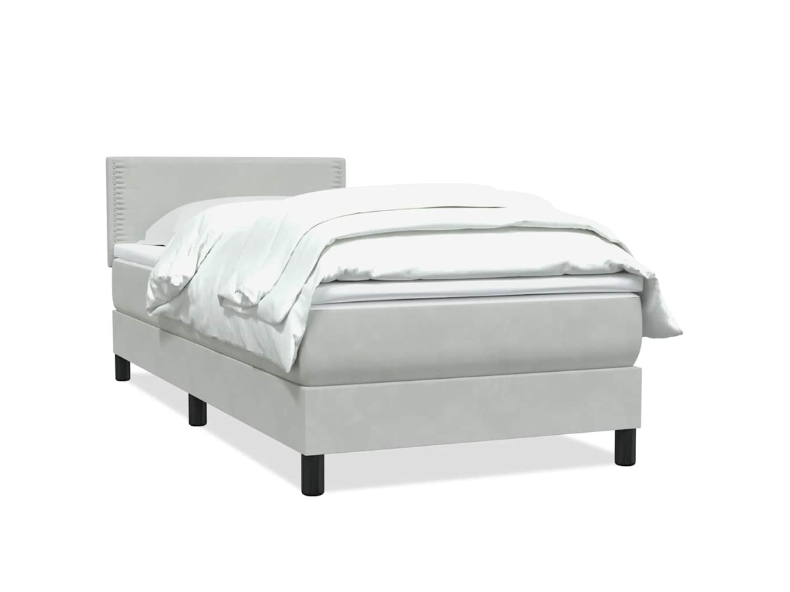 Cama com Molas/Colchão Veludo Cinzento Claro MAISON EXCLUSIVE (80x210 cm)