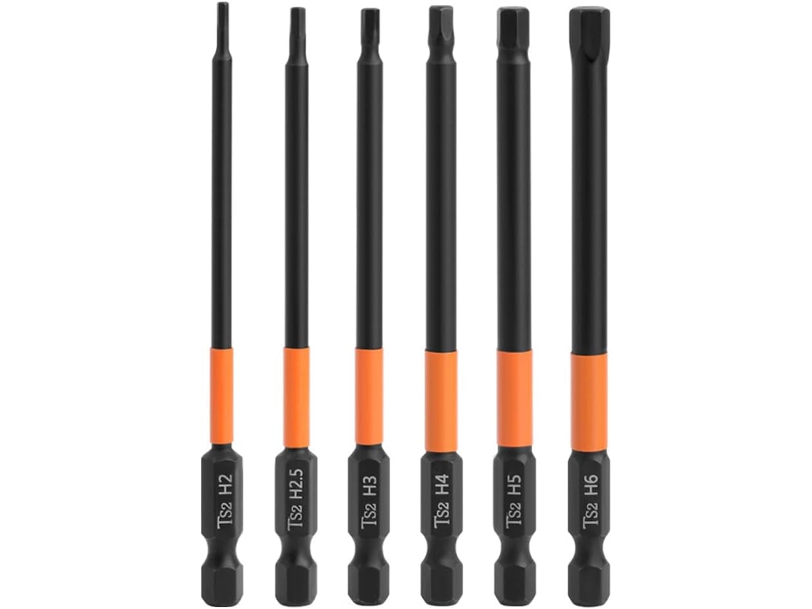 Conjunto De 6 Brocas Hexagonais Magnéticas Para Chave Fenda, Encaixe Hexagonal 1/4", 3,93" -aquaforge