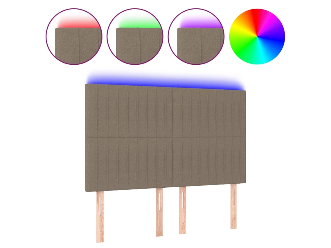 Led Headboard, Led Headboards Vidaxl Cinzento-acastanhado Tecido (144 X 5 X 118/128 Cm)
