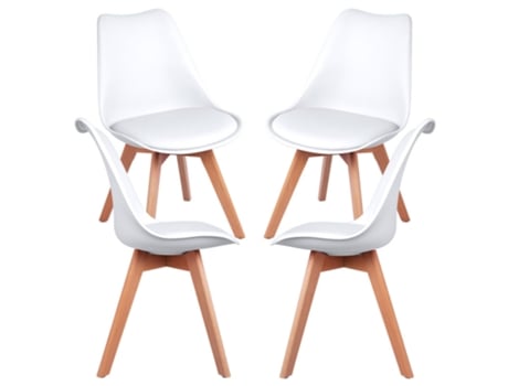 Conjunto 4 Cadeiras Synk Basic  REGALOS MIGUEL (Couro Sintético - Branco - 82x53x58cm)