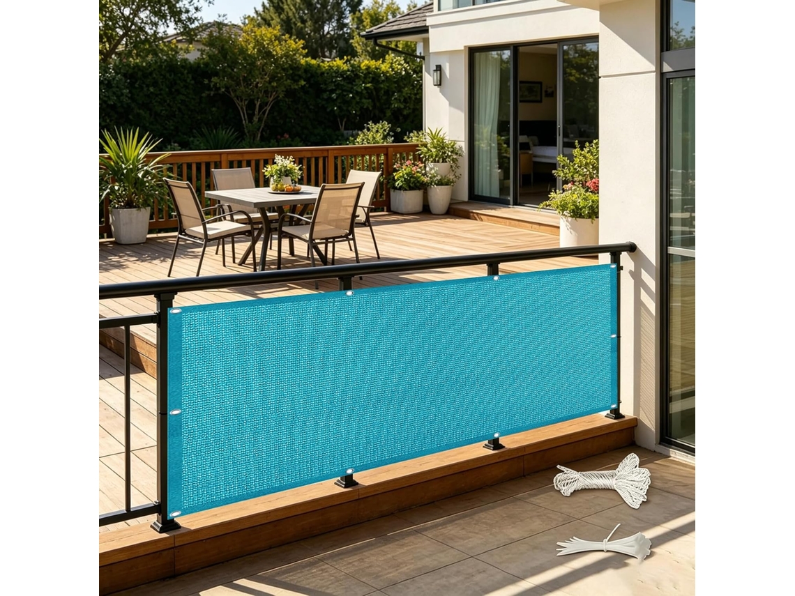Tela De Privacidade, Guojun, 110 X 370 Cm, Hdpe, Resistente Ao Vento, Aos Raios Uv, Azul