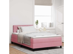 Vidaxl Cama Box Spring Led Com Cabeceira Rosa 120 X 200 Cm Veludo