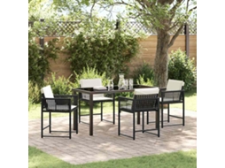 Vidaxl Conjunto De Jantar Para Jardim 5 Unid. Preto Vime Pe