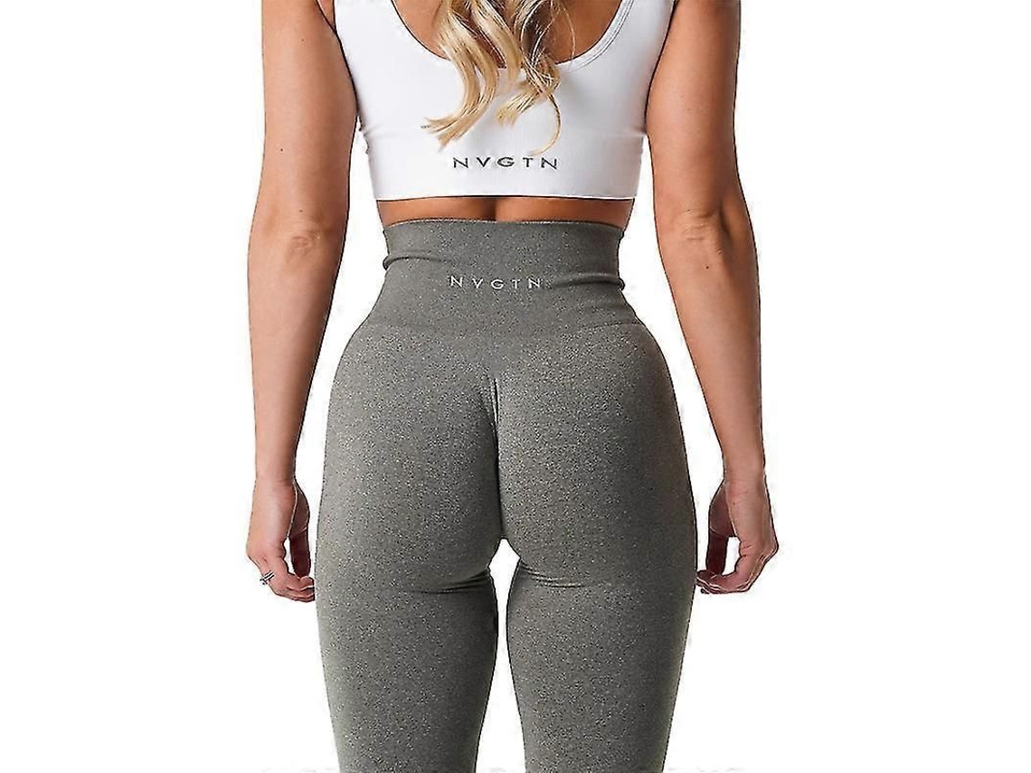Leggings Sem Costuras para Mulher Esportivos Elásticos Transpiraveis Levanta Bumbum Nylon Spandex Verde Caqui