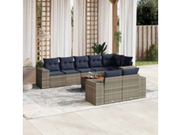 Vidaxl Conjunto De Sofá De Jardim De 9 Peças Com Almofadas Em Rattan Sintético Cinza