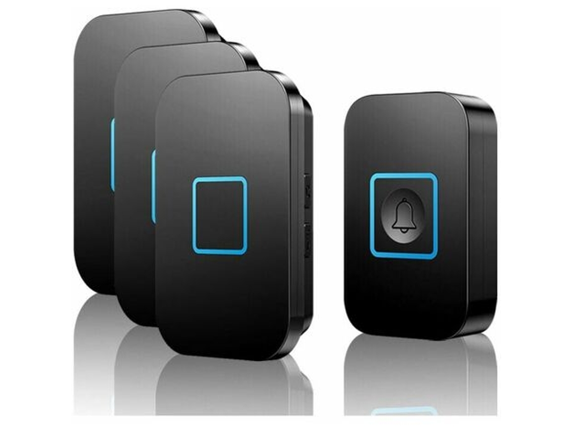 Campainha Sem Fio, Conjunto Sem Fio, Alcance de 400 M, À Prova Dágua Ip55, com 3 Receptores Plug In, 60 Melodias e 5 Níveis de Volume. Brilvibe wer