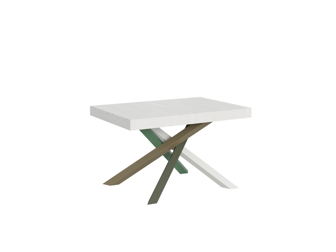 Mesa de Jantar Extensível 90X120/224 Cm Volantis Cinza Branca Quadro 4/A
