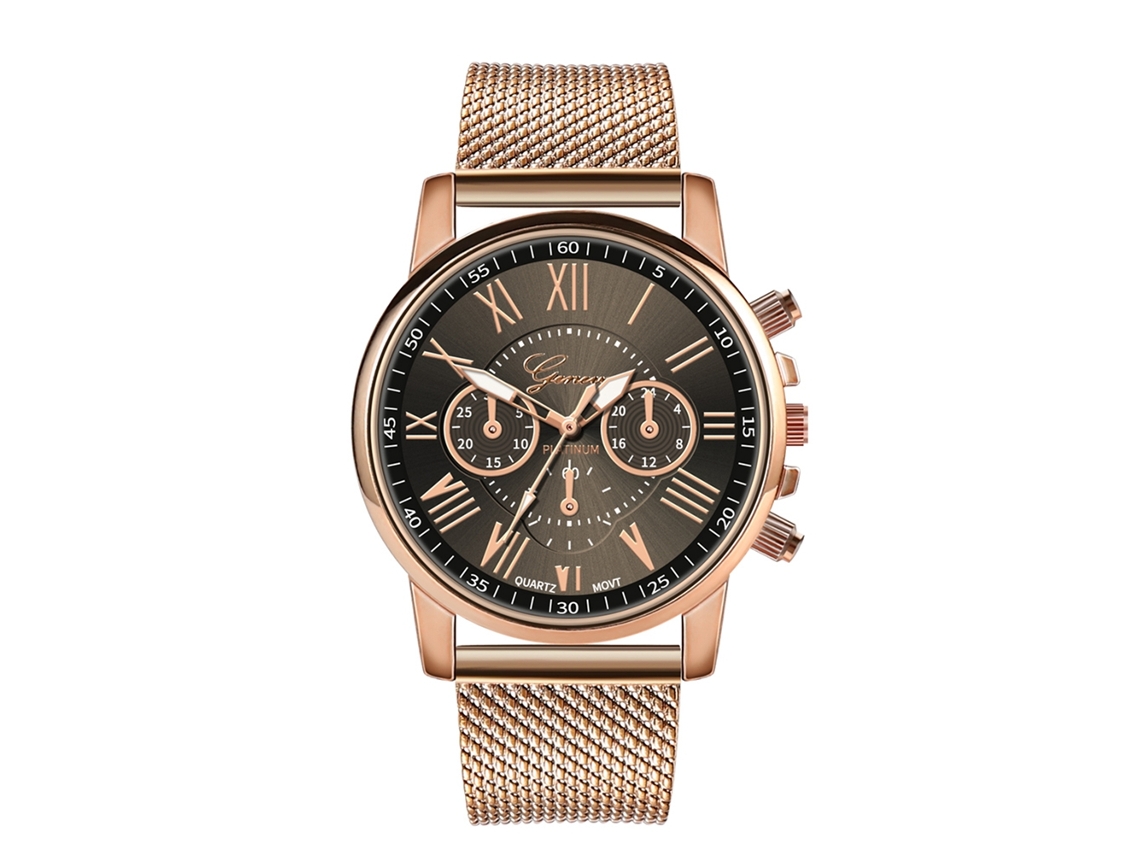 Relógio de quartzo unissex com pulseira de silicone, mostrador com numerais romanos, três mostradores, Zhoulianfa preto.