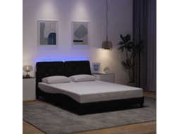 Vidaxl Estrutura De Cama Com Led Sem Colchão 120x200 Cm Tecido Preto