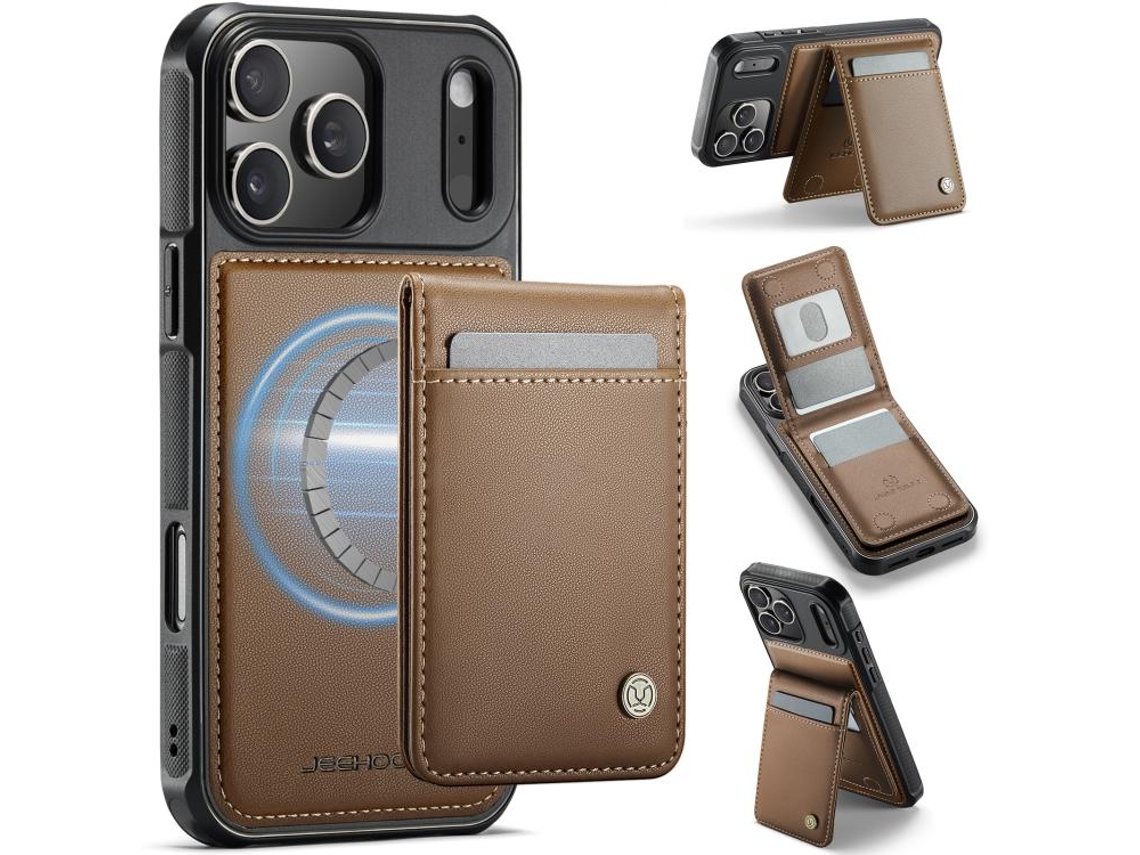 Capa Para Iphone 17 Pro Max Jeehood Estilo Britânico Com Rfid E Magsafe Em Pu