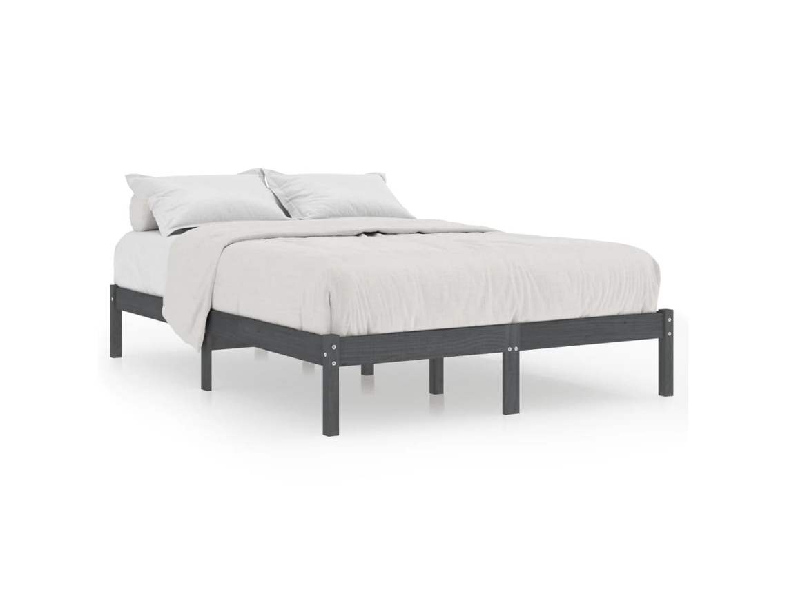 Bed Frame, Bed Frames Vidaxl Cinzeto Madeira De Pinho (200 X 200 Cm)