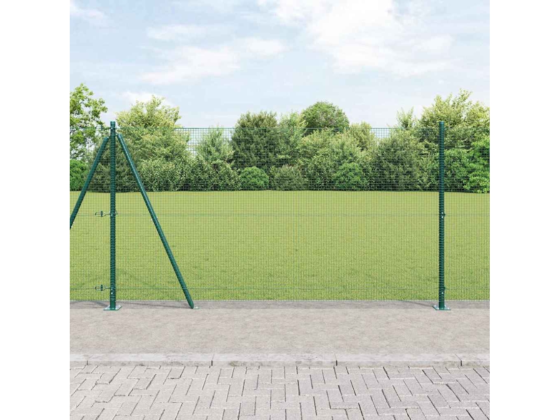 Vidaxl Cerca De Arame Soldado Com Base De Concreto 50 X 1,2 M Verde