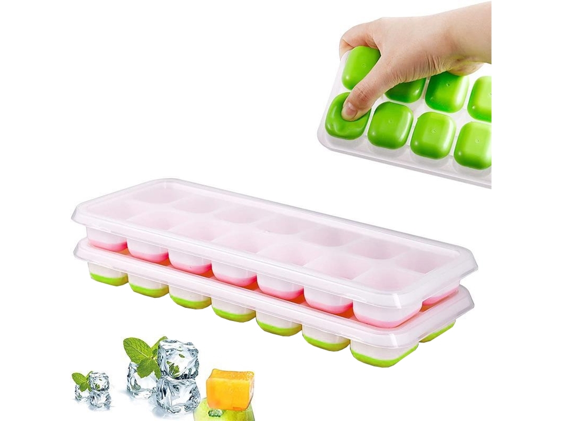 Conjunto Com 2 Unidades, Forma De Gelo, Bandeja De Gelo Com Tampa/, 28 Cubos De Gelo